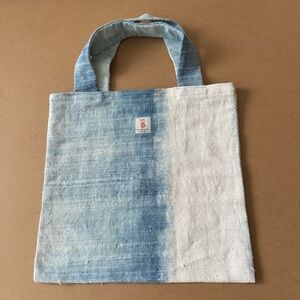 Handmade Blue and White Boho Hemp Beach Tote
